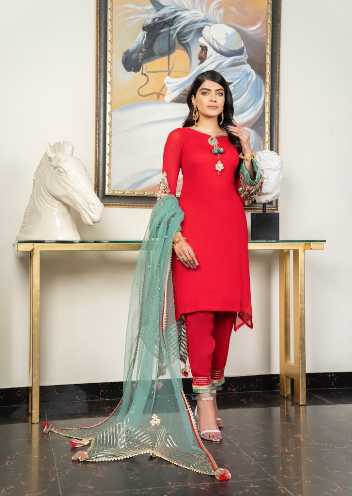 KHUDA BAKSH CREATIONS M-100 Red